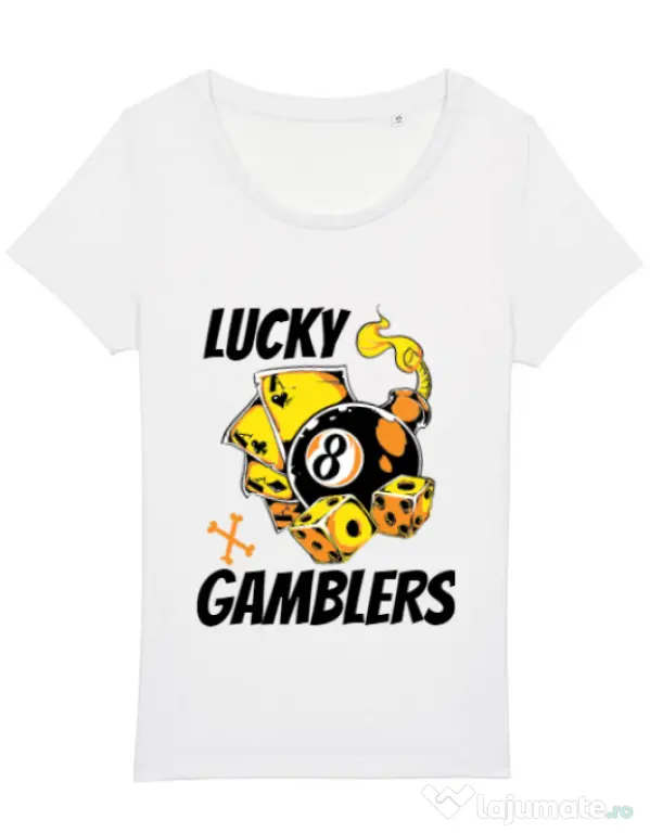 Tricou STANLEY STELLA dama Lucky gamblers Alb