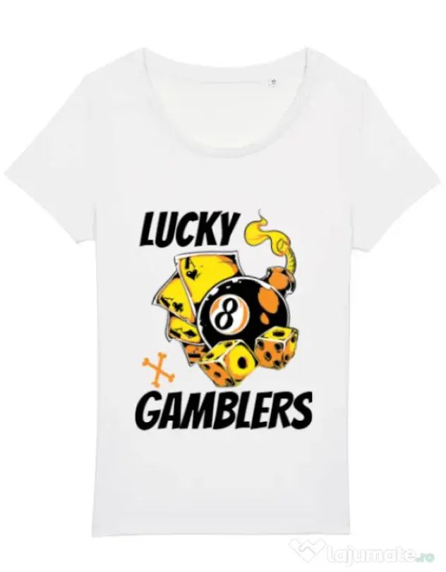 Tricou STANLEY STELLA dama Lucky gamblers Alb