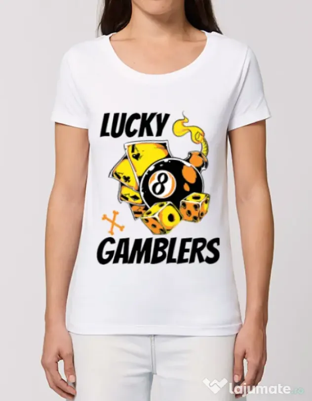 Tricou STANLEY STELLA dama Lucky gamblers Alb