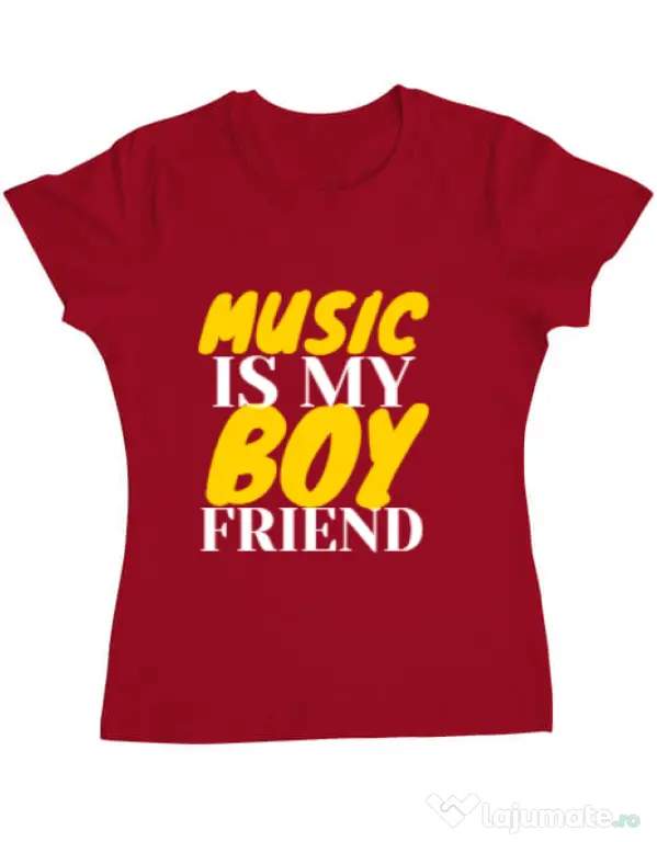 Tricou ADLER dama Music is my boyfriend Rosu