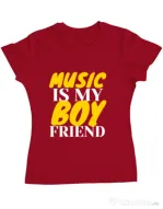 Tricou ADLER dama Music is my boyfriend Rosu