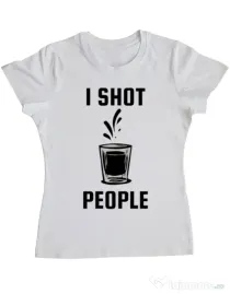 Tricou ADLER dama I shot people Alb