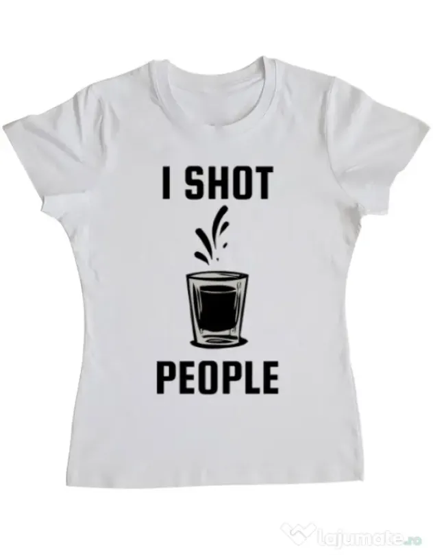 Tricou ADLER dama I shot people Alb