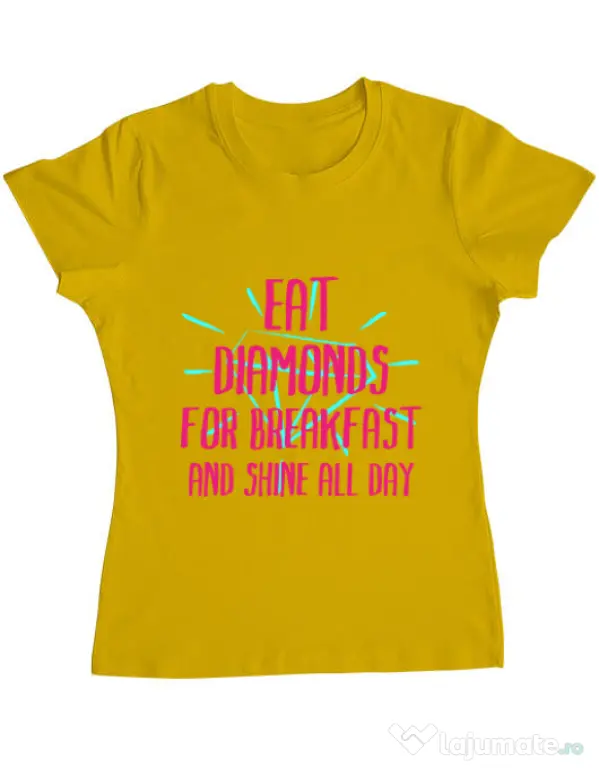 Tricou ADLER dama Eat diamonds Galben