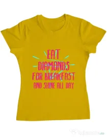 Tricou ADLER dama Eat diamonds Galben