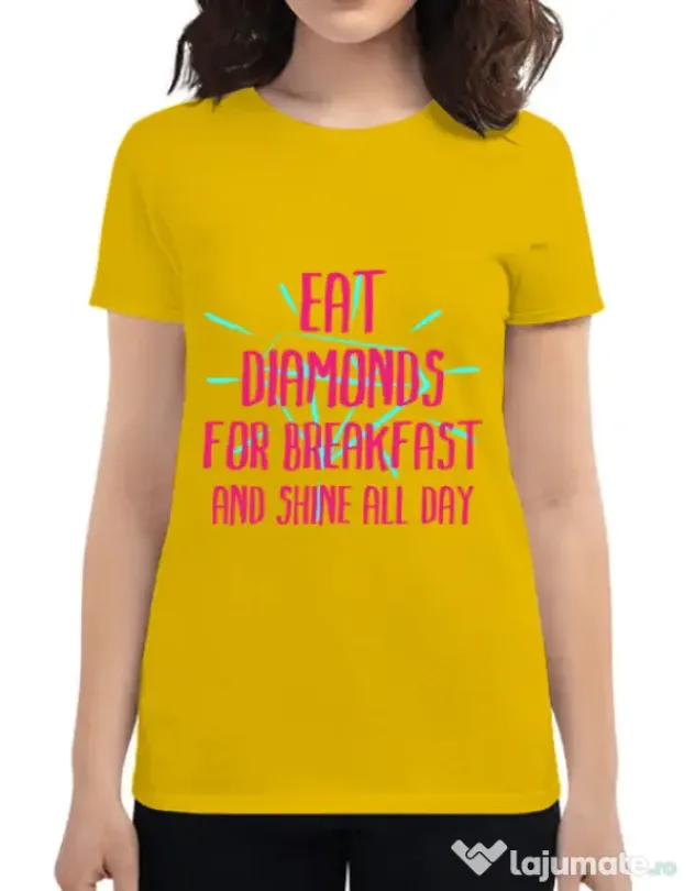 Tricou ADLER dama Eat diamonds Galben