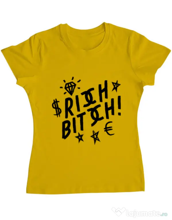 Tricou ADLER dama Rich bitch Galben