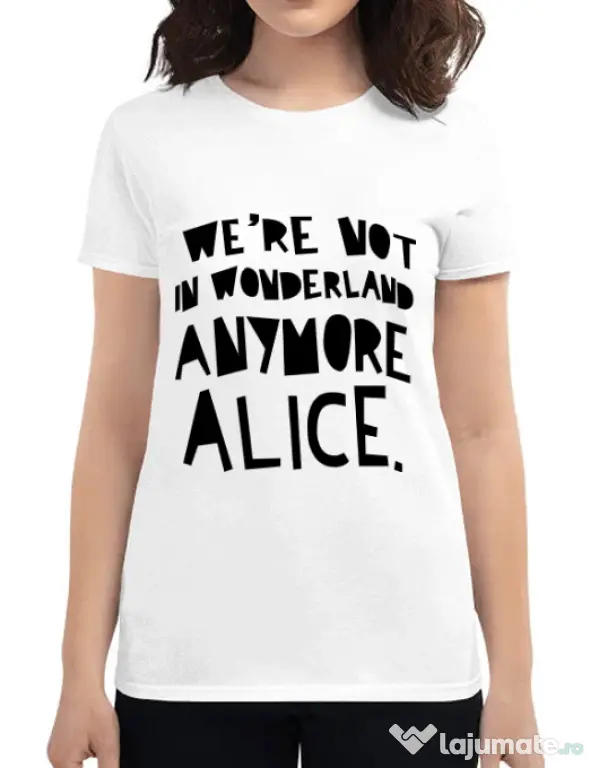 Tricou ADLER dama Not in wonderland Alb