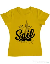 Tricou ADLER dama She s my sail Galben