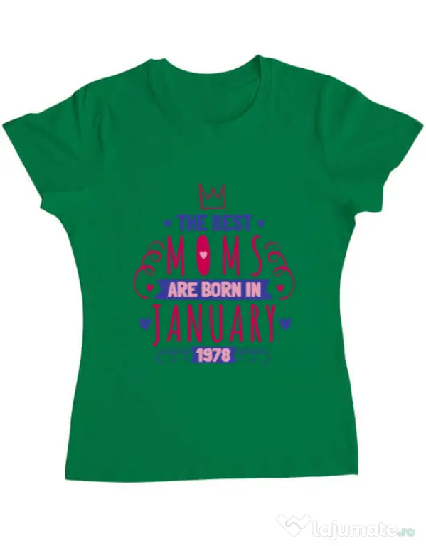 Tricou ADLER dama The best moms January Verde mediu