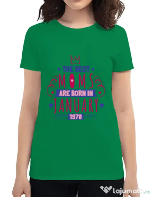 Tricou ADLER dama The best moms January Verde mediu