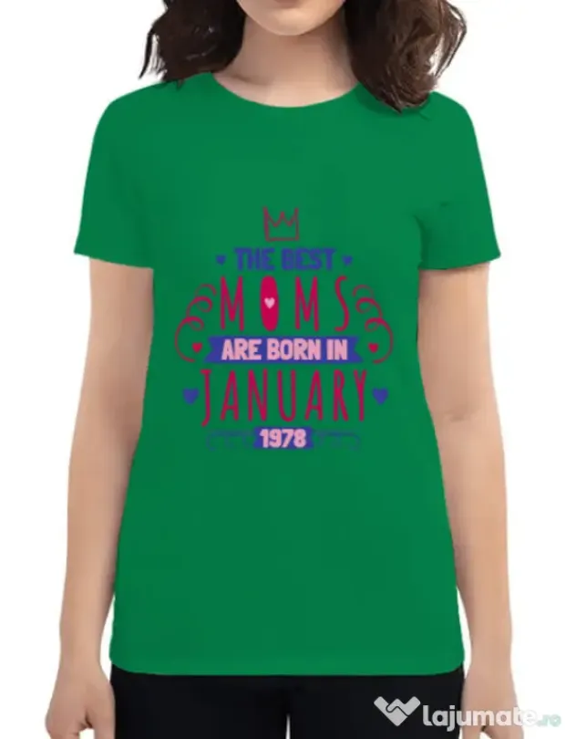 Tricou ADLER dama The best moms January Verde mediu