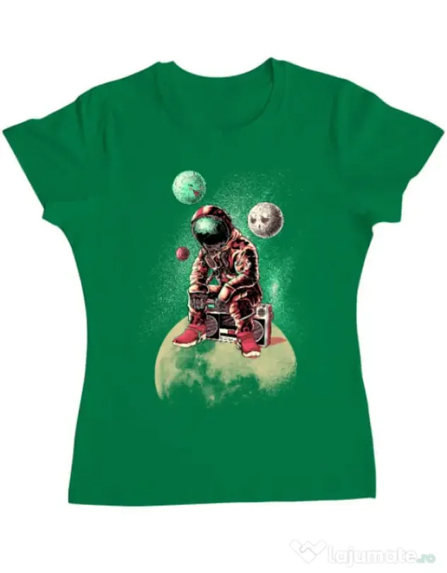 Tricou ADLER dama Astronaut - DJ Verde mediu