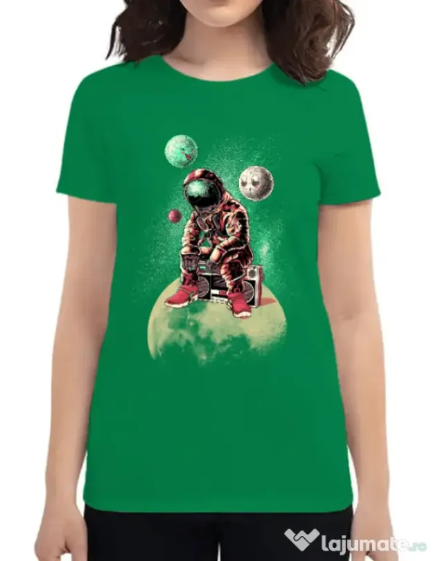 Tricou ADLER dama Astronaut - DJ Verde mediu