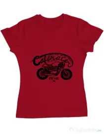 Tricou ADLER dama Caferacer Rosu