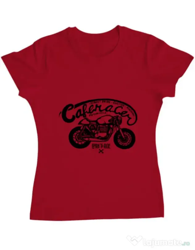 Tricou ADLER dama Caferacer Rosu