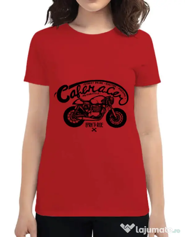 Tricou ADLER dama Caferacer Rosu