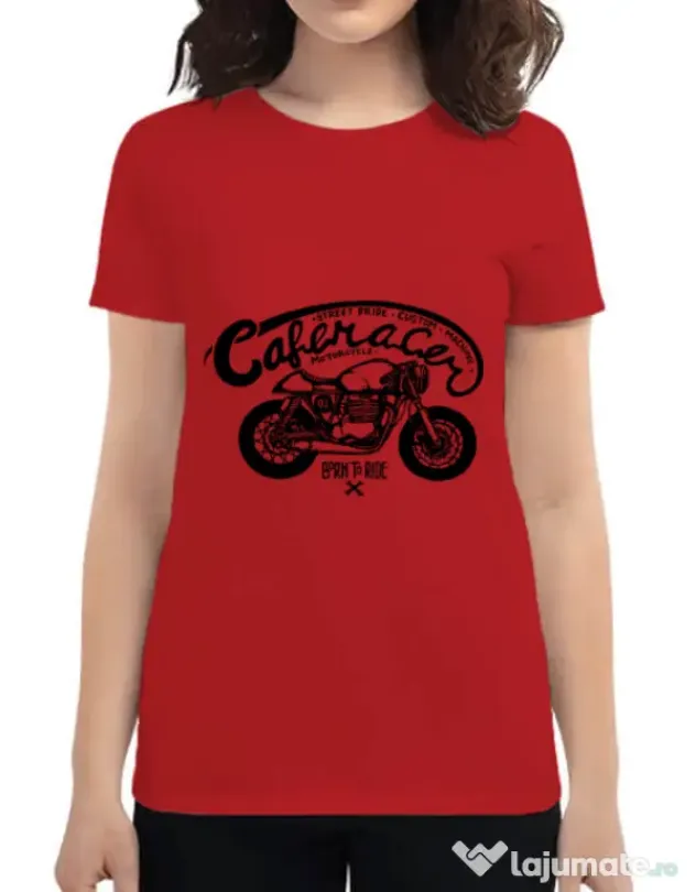 Tricou ADLER dama Caferacer Rosu
