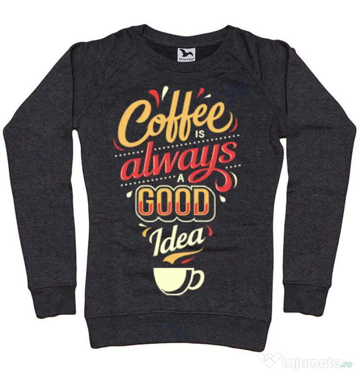 Bluza ADLER dama Coffee is always a good idea Negru melanj