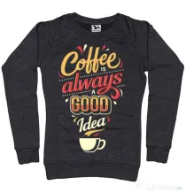 Bluza ADLER dama Coffee is always a good idea Negru melanj