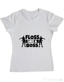 Tricou ADLER dama Floss like a boss Alb