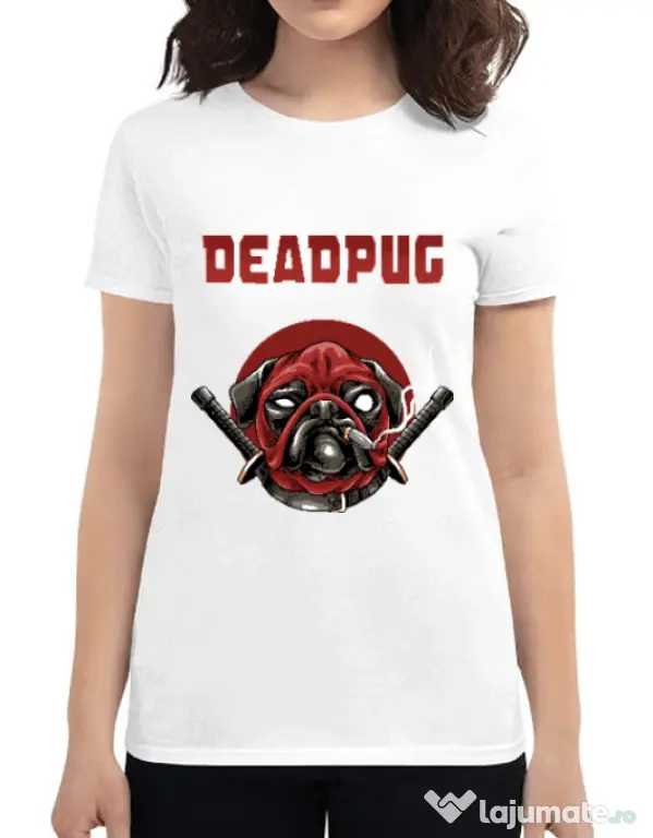 Tricou ADLER dama Deadpug Alb