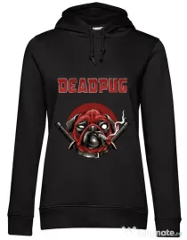 Hoodie dama cu gluga Deadpug Negru