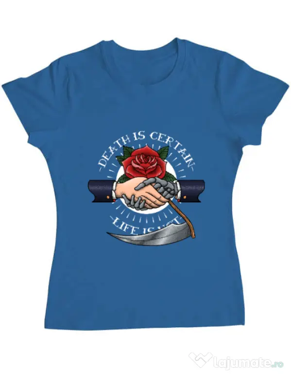 Tricou ADLER dama Death is certain Albastru azuriu