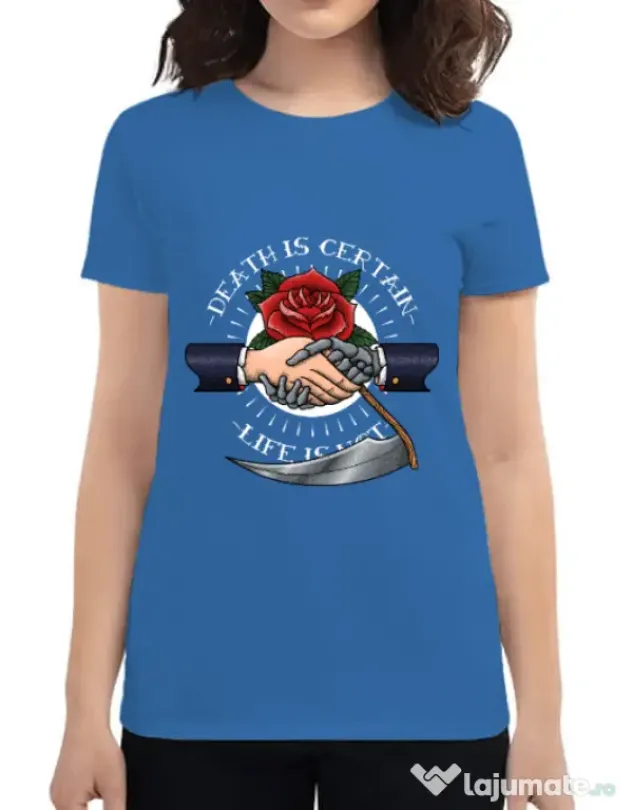 Tricou ADLER dama Death is certain Albastru azuriu