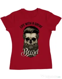 Tricou ADLER dama Great beard Rosu