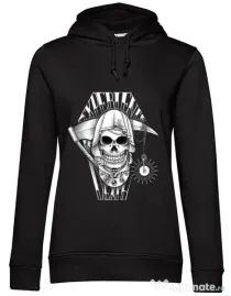 Hoodie dama cu gluga Experience death Negru