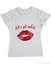 Tricou ADLER dama Lets get naked Alb
