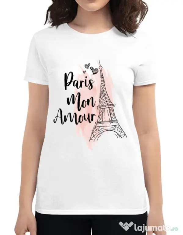 Tricou ADLER dama Paris mon amour Alb