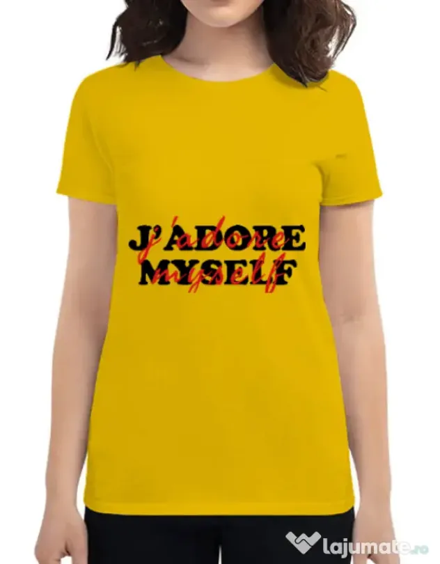 Tricou ADLER dama I love myself Galben