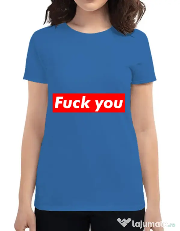 Tricou ADLER dama Fuck you Albastru azuriu