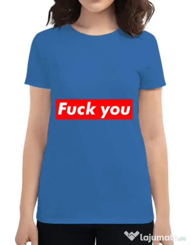 Tricou ADLER dama Fuck you Albastru azuriu