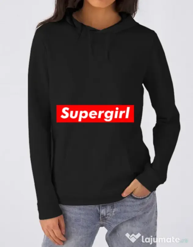 Hoodie dama cu gluga Supergirl Negru