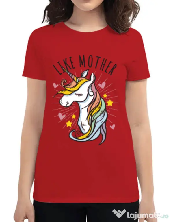 Tricou ADLER dama Like mother Rosu