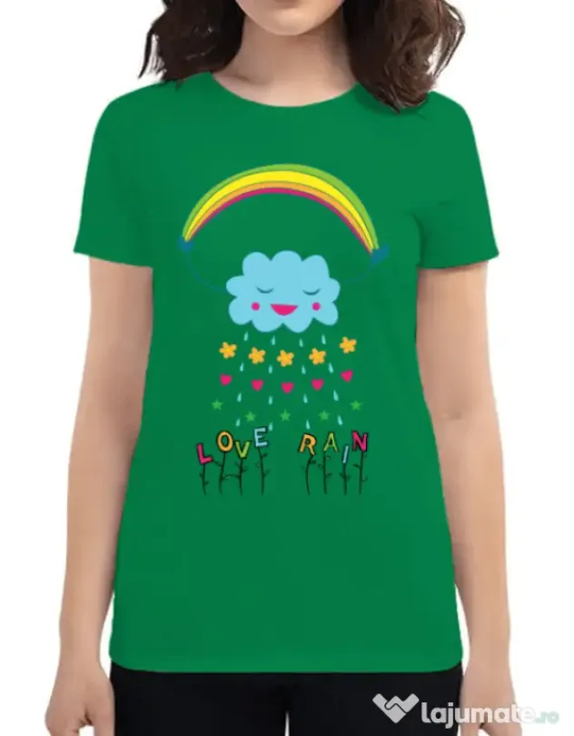 Tricou ADLER dama Love rain Verde mediu