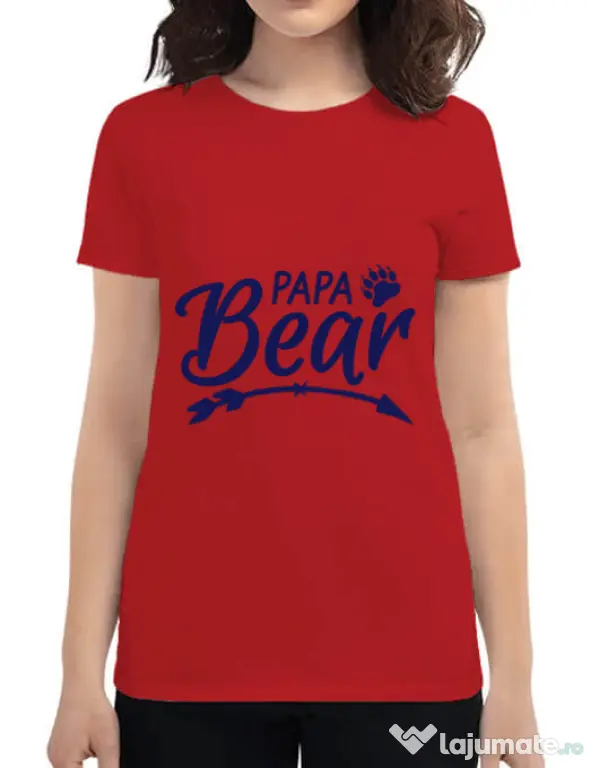 Tricou ADLER dama Papa bear Rosu