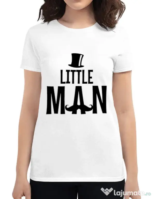 Tricou ADLER dama Little man Alb