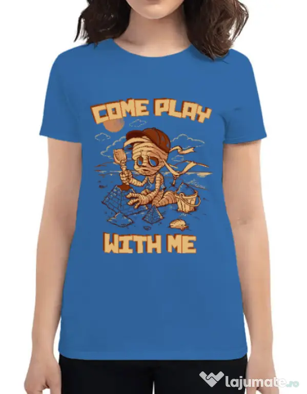 Tricou ADLER dama Come play with me Albastru azuriu