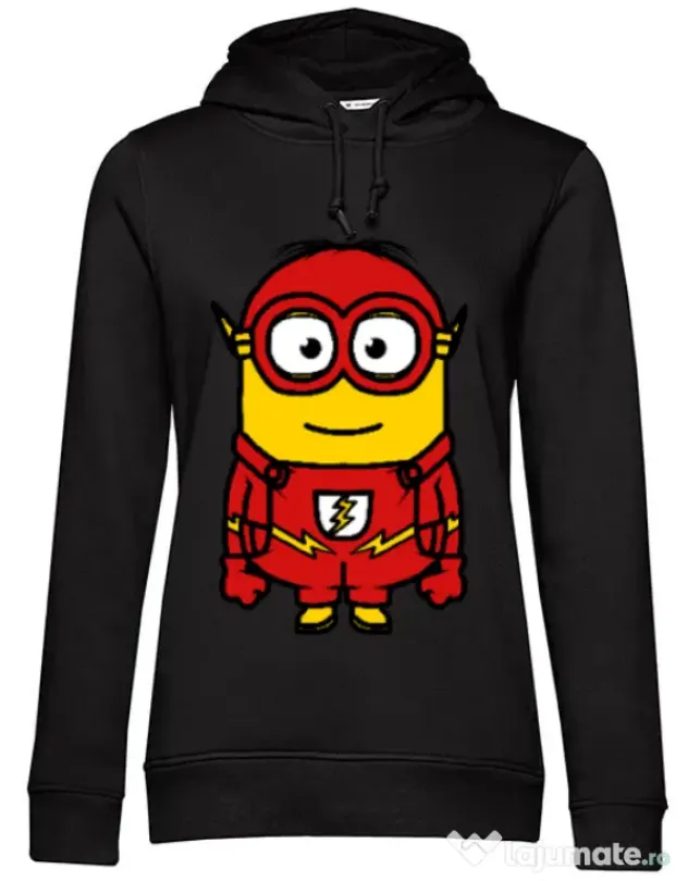 Hoodie dama cu gluga Minion flash Negru
