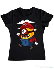 Tricou ADLER dama Mario minion Negru