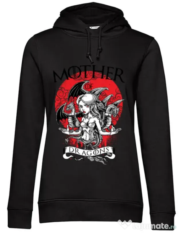 Hoodie dama cu gluga Mother of dragons Negru