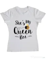 Tricou ADLER dama She is my queen bee Alb
