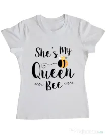 Tricou ADLER dama She is my queen bee Alb