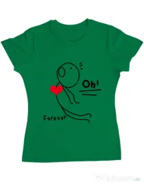 Tricou ADLER dama Our love story 2 Verde mediu