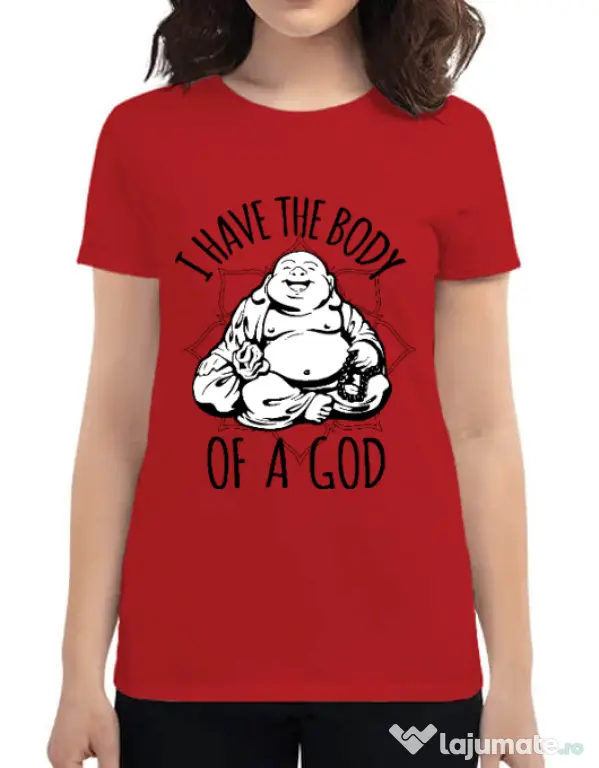 Tricou ADLER dama Body of a god Rosu