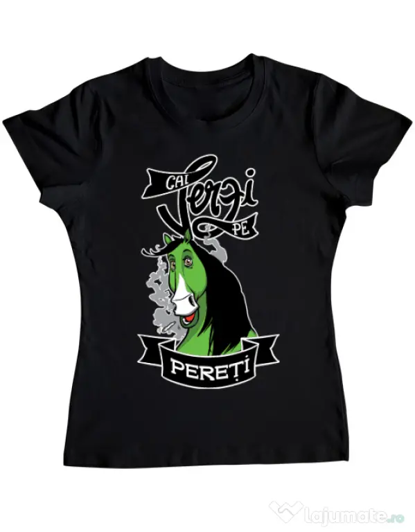 Tricou ADLER dama Cai verzi Negru